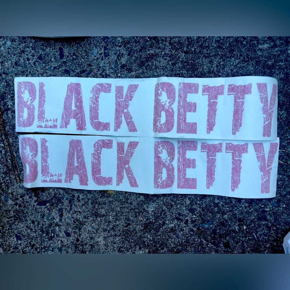 Jeep name decal- Black Betty in red